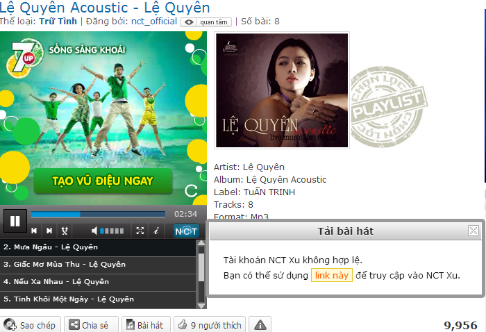 Trang Nhac Của Tui xử dụng hệ thống xu 