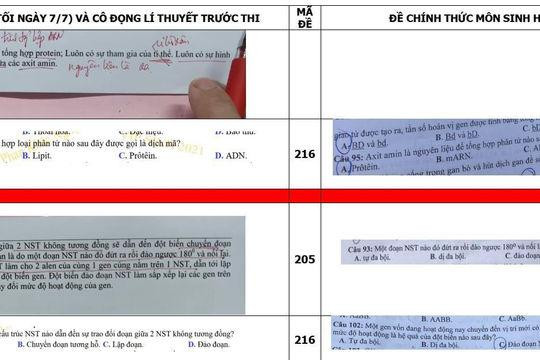So sánh nội dung trong buổi ôn tập của thầy Phan Khắc Nghệ và đề thi chính thức môn Sinh có sự trùng lặp rất lớn