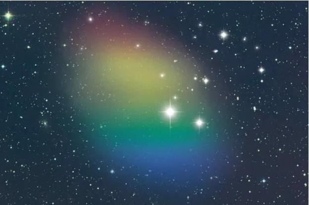 Thiên hà ma quái J0613+52 trong bức ảnh được tô màu - Ảnh: ĐÀI THIÊN VĂN GREEN BANK