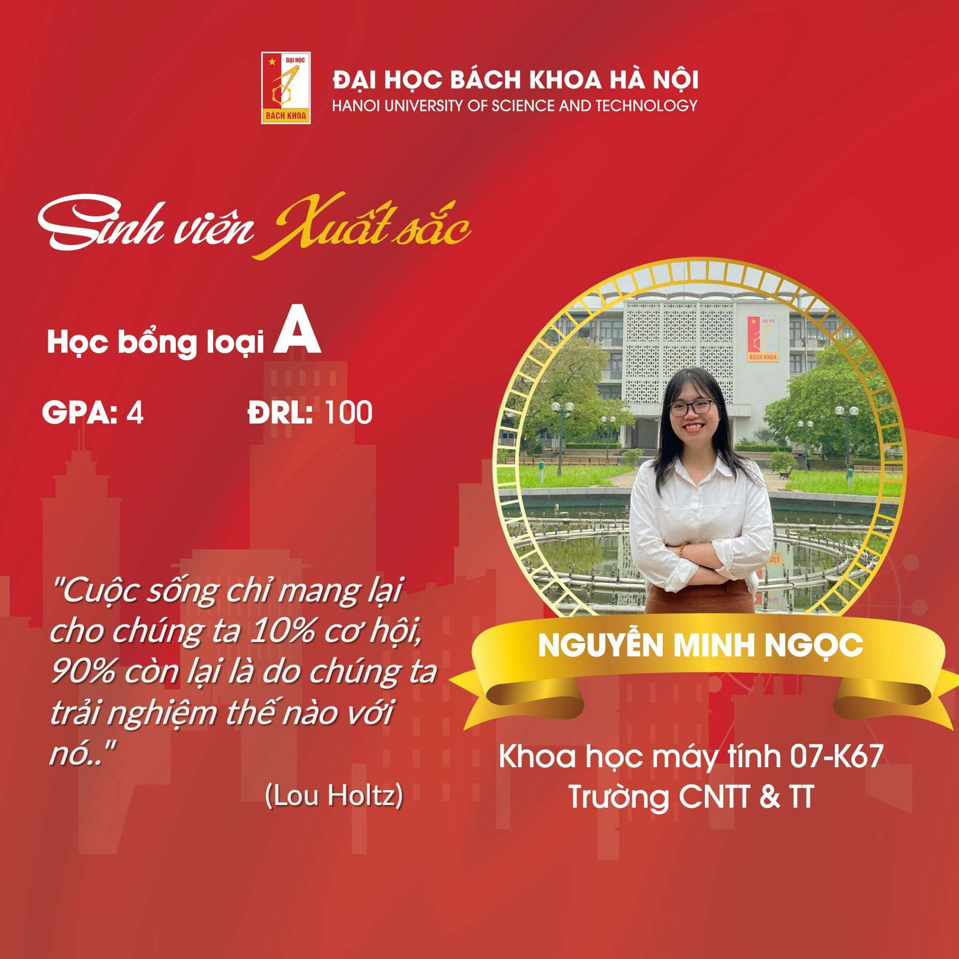 Nữ sinh “ẵm” trọn học bổng khuyến học hạng A trong 2 năm liền theo học tại Đại học Bách khoa Hà Nội. Nữ sinh “ẵm” trọn học bổng khuyến học hạng A trong 2 năm liền theo học tại Đại học Bách khoa Hà Nội.