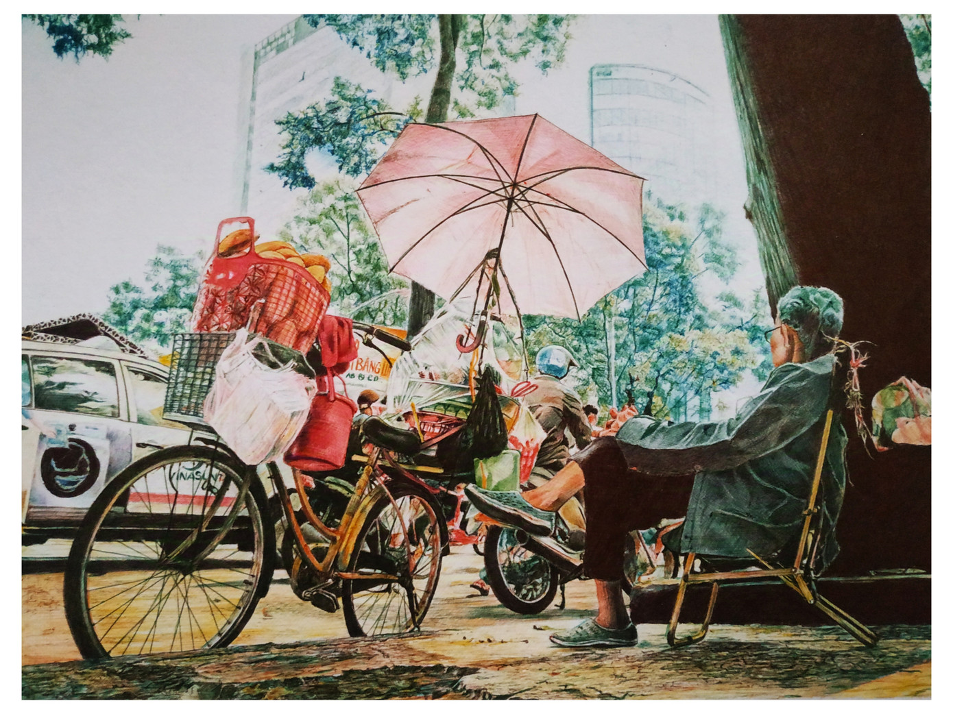 Những khoảnh khắc 'Hà Nội' trong tranh bút bi của Nguyễn Văn Luận.