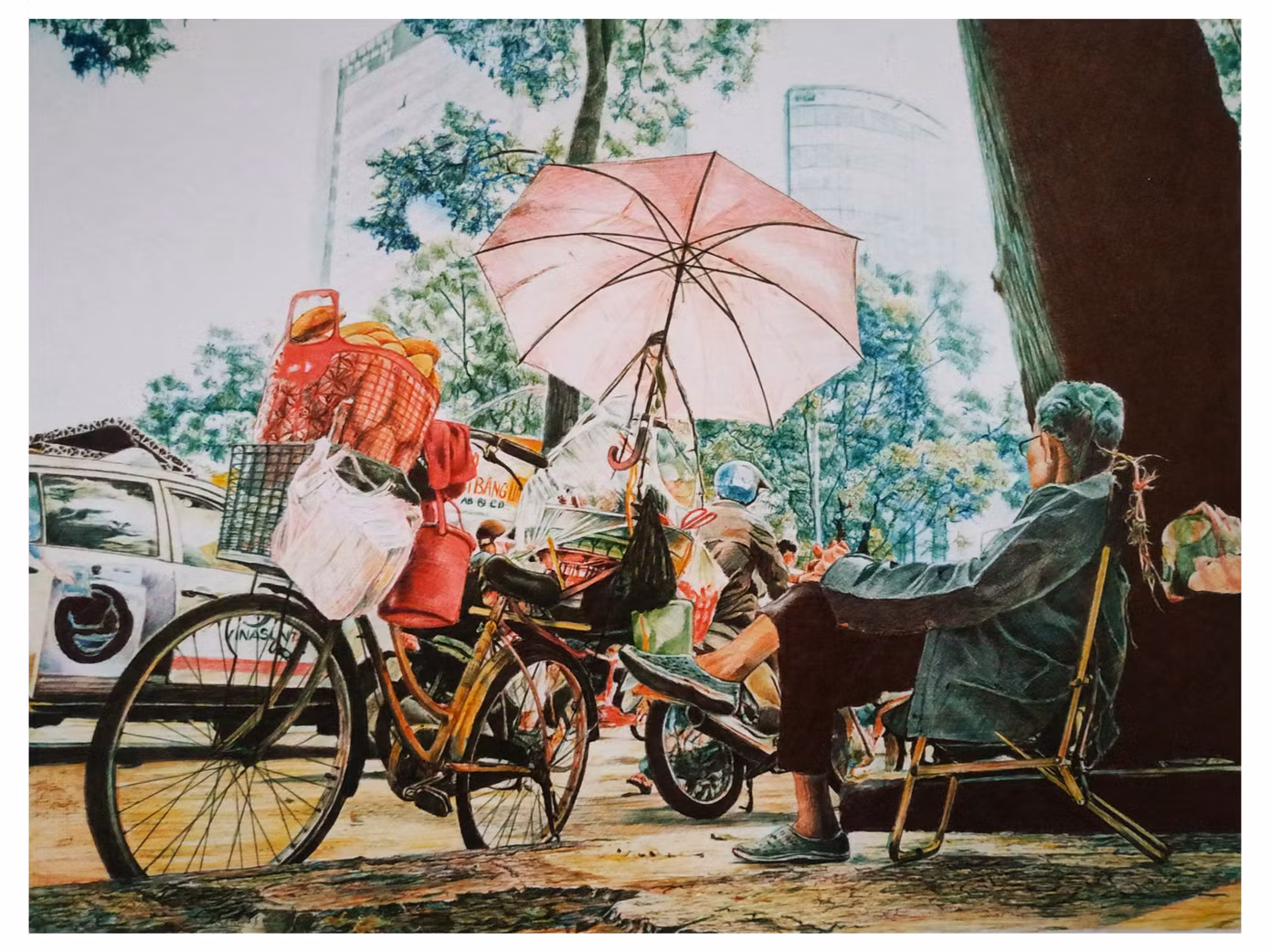 Những khoảnh khắc 'Hà Nội' trong tranh bút bi của Nguyễn Văn Luận.