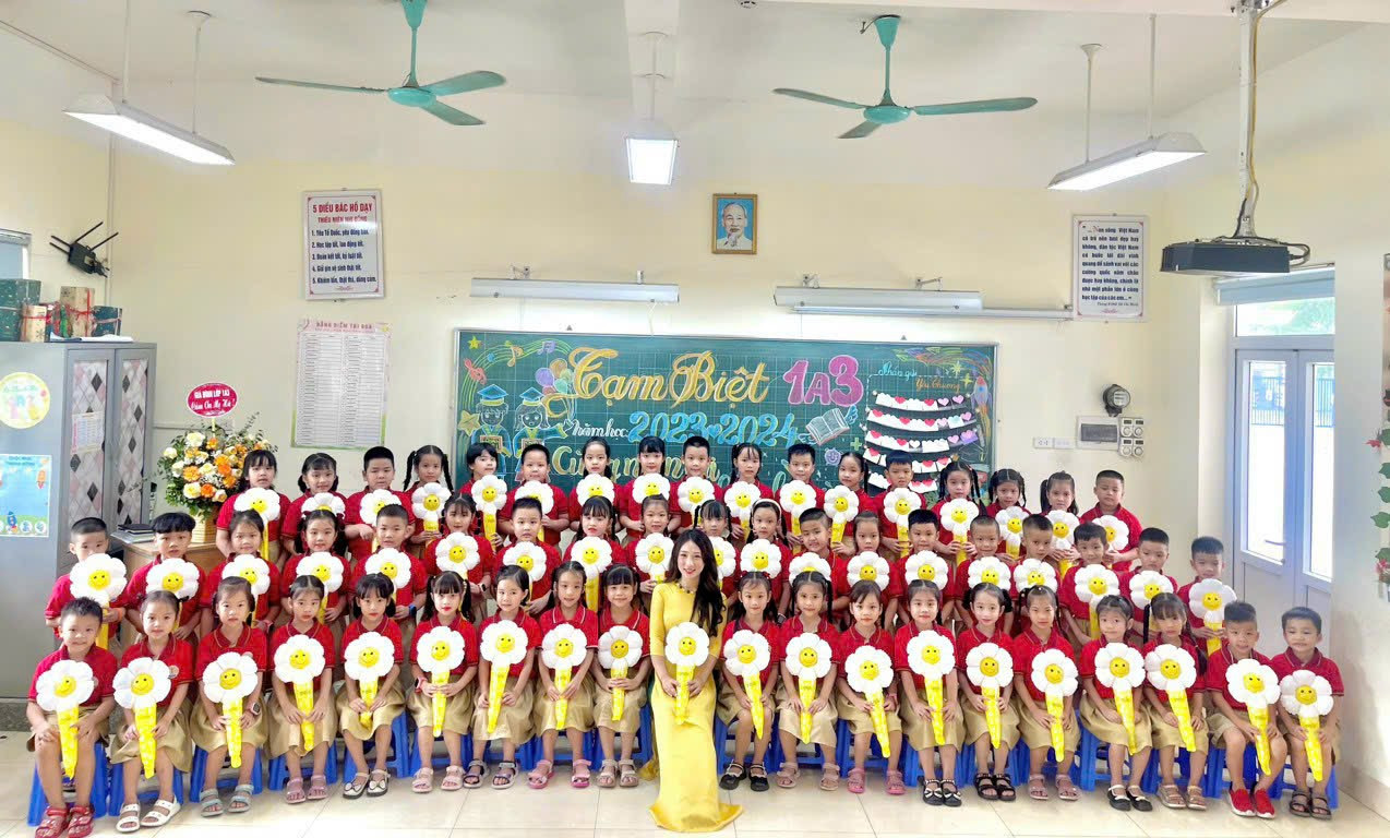 Cô Thanh Hà cùng tập thể lớp 1A3. Cô Thanh Hà cùng tập thể lớp 1A3.