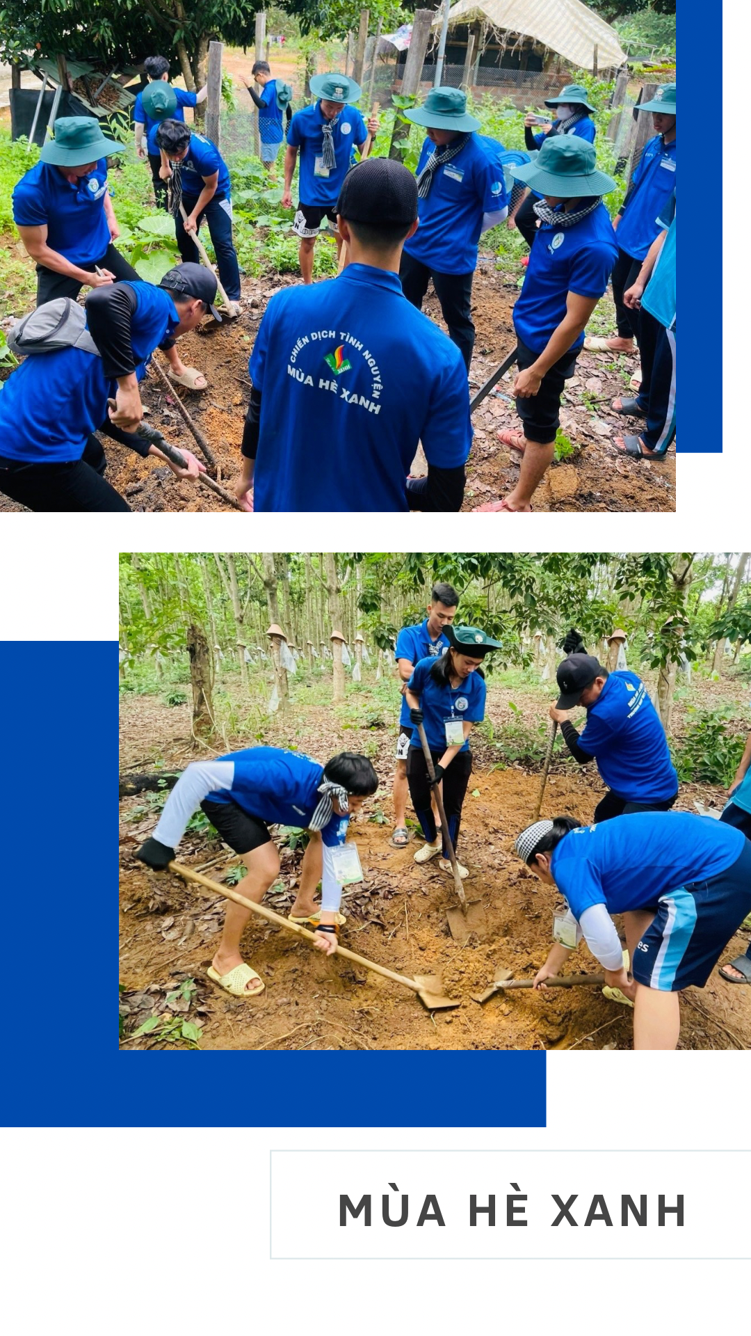 Hỗ trợ đào hố chứa rác thải giúp các hộ dân trên địa bàn.