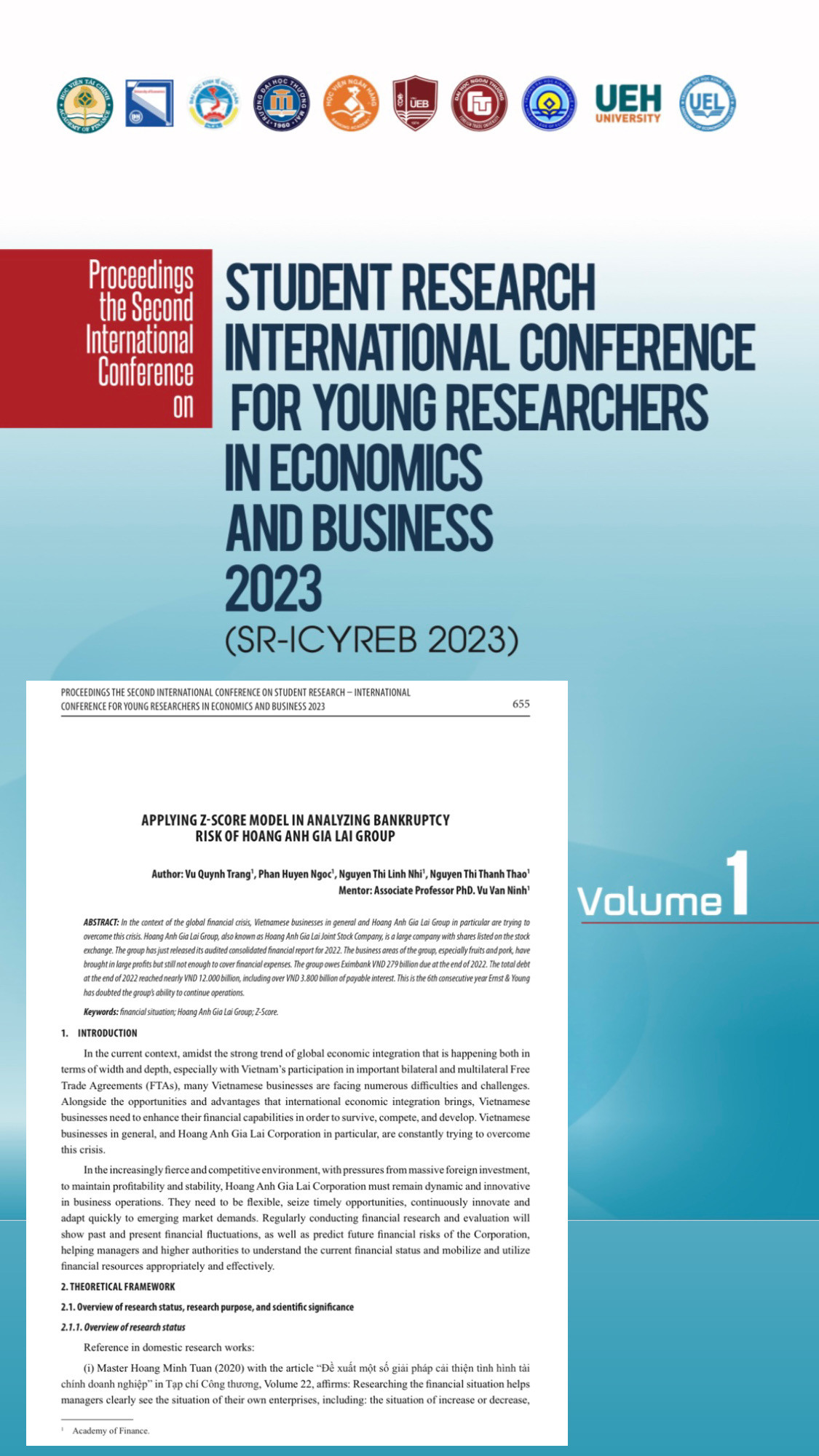 Bài báo tiếng Anh tại kỉ yếu hội thảo SR-ICYREB 2023 có sự tham gia nghiên cứu của Thanh Thảo.