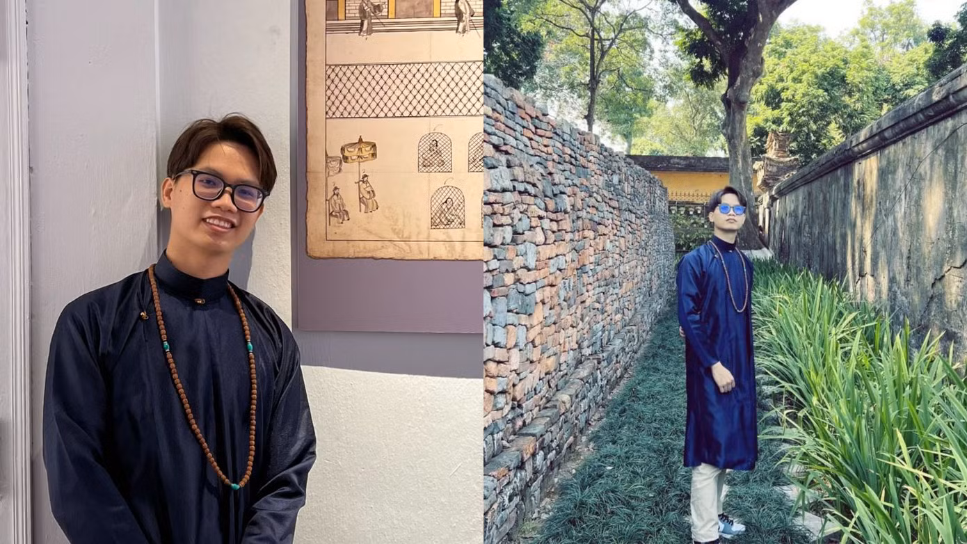 Huy yêu thích tìm hiểu về văn hoá, lịch sử và tích cực hưởng ứng trào lưu mặc cổ phục Việt.