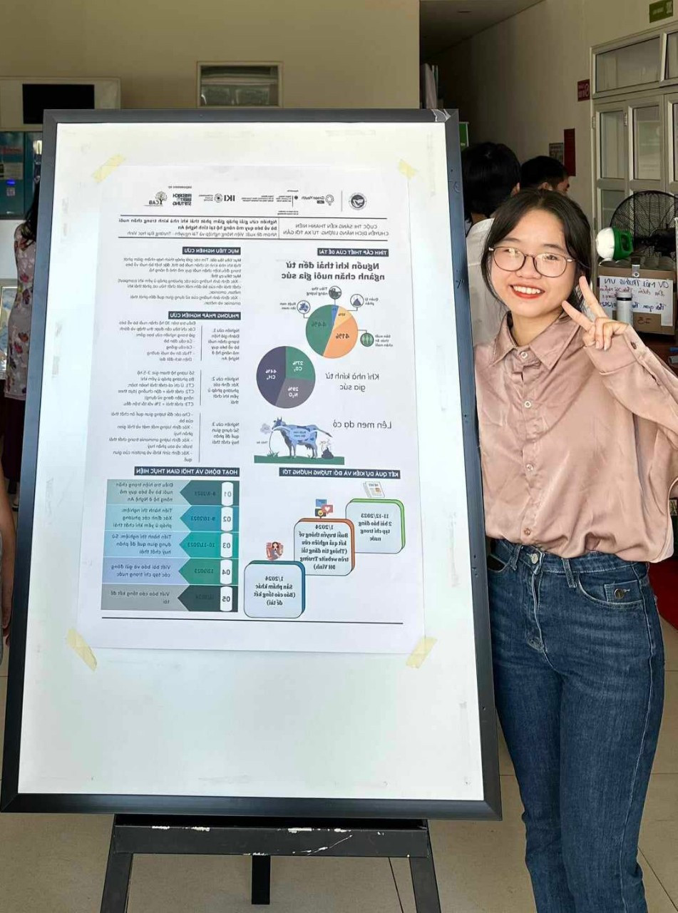 Niềm say mê nghiên cứu và học tập đã thúc đẩy Sương Mai tự tin tham gia cuộc thi “Sáng kiến thanh niên về chuyển đổi năng lượng – đảm bảo công bằng xã hội” tại Đà Nẵng. Ảnh: NVCC