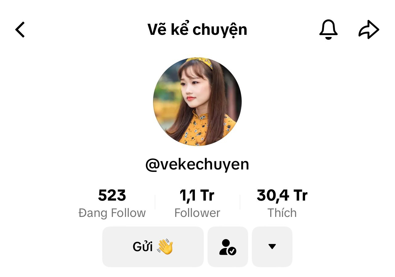 Tài khoản “Vẽ Kể Chuyện” sở hữu 1 triệu người theo dõi và hơn 30,4 triệu lượt thích.