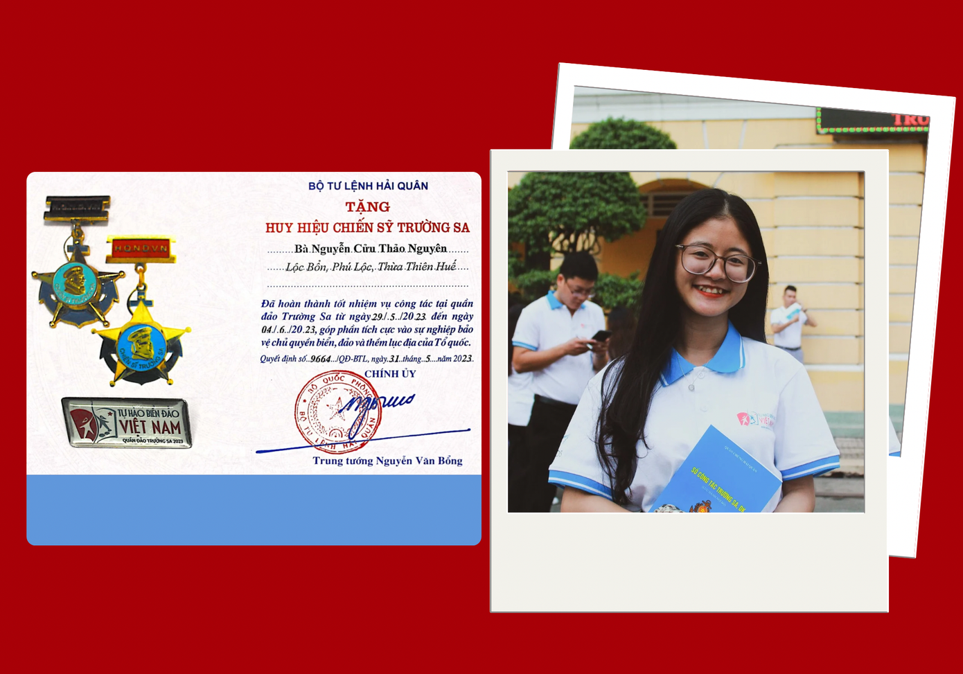 Thảo Nguyên được Bộ Tư lệnh Hải quân trao tặng huy hiệu “Chiến sĩ Trường Sa”. Thảo Nguyên được Bộ Tư lệnh Hải quân trao tặng huy hiệu “Chiến sĩ Trường Sa”.