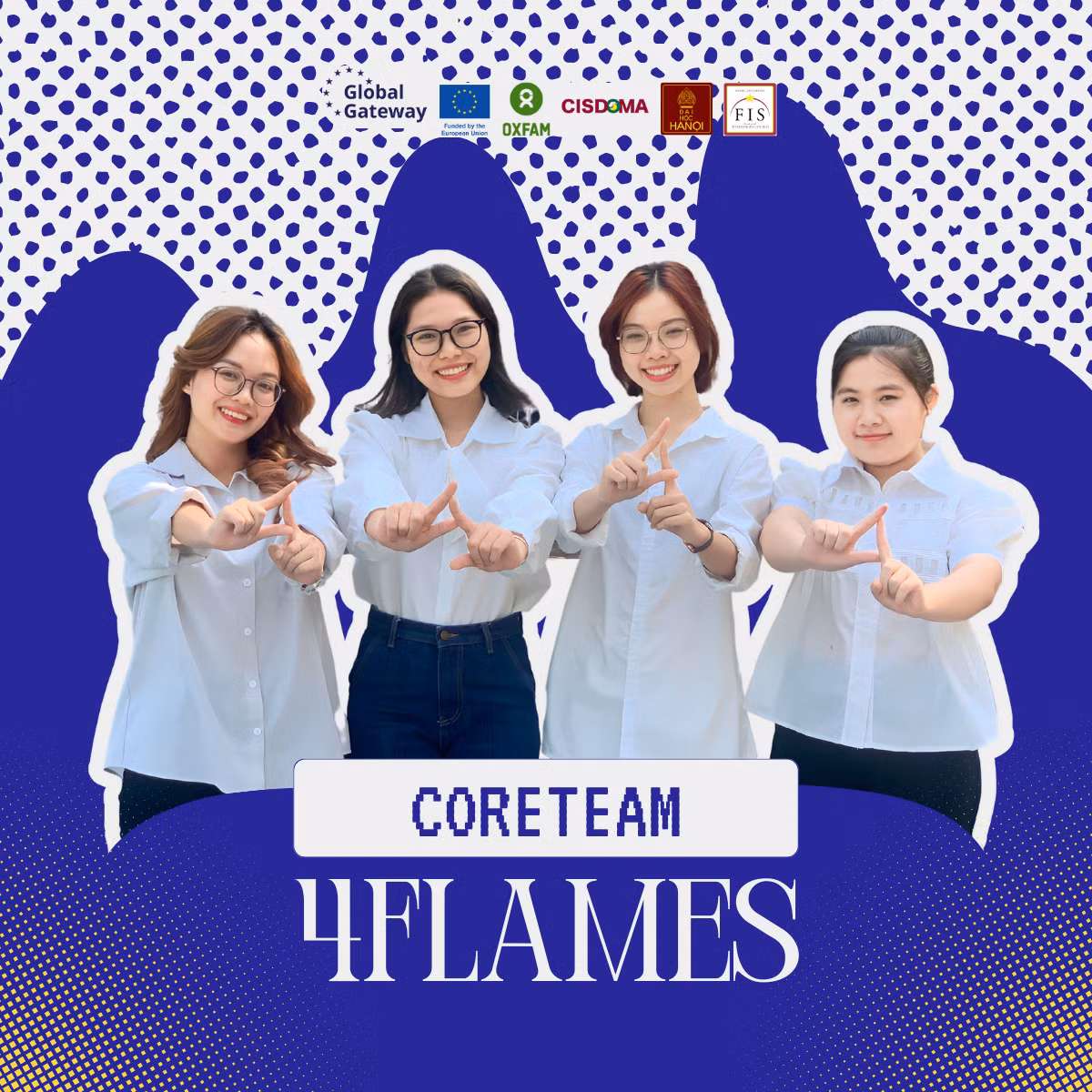 Đỗ Phương (thứ 2 từ phải qua) cùng đồng đội trong dự án 4FLAMES.