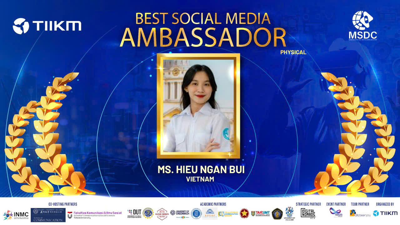 Cô đạt giải "Best Social Media Ambassador" và tham gia "The 04th International Conference on Media Science and Digital Communication" tại Bali, Indonesia.