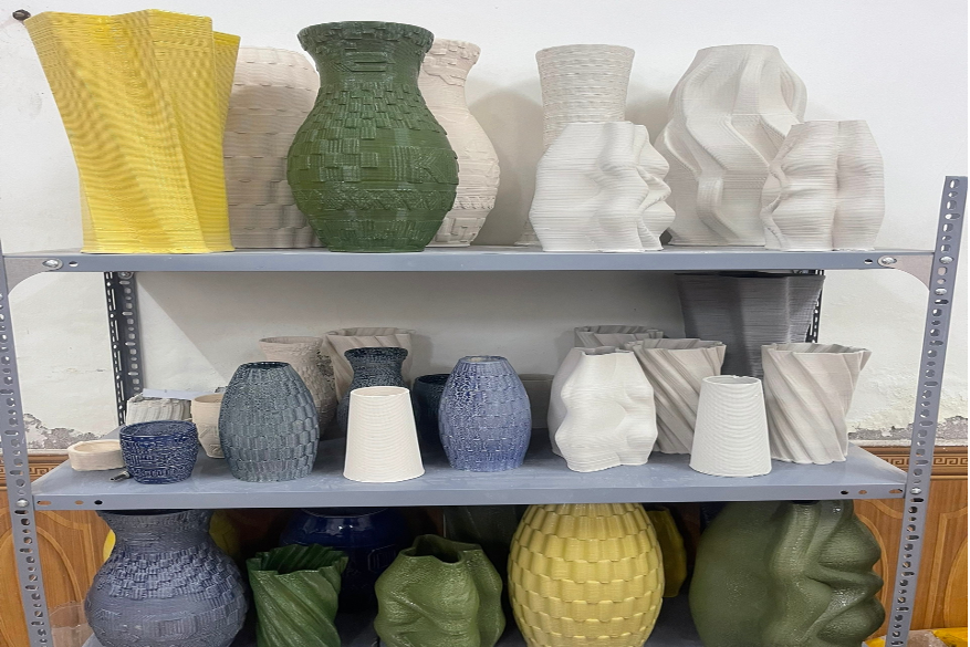 Một số sản phẩm gốm từ công nghệ in 3D của nhóm.