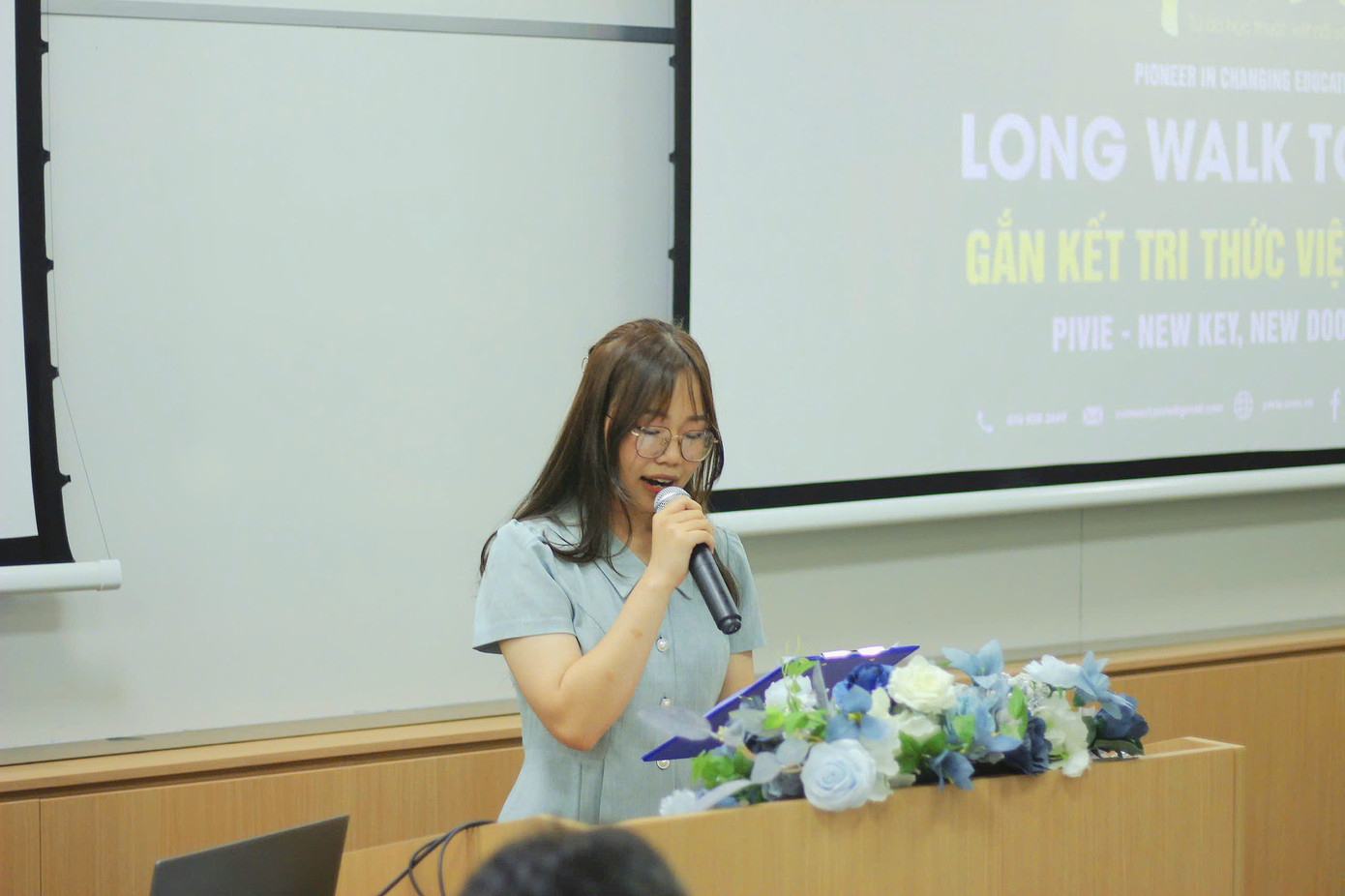 Vân Anh phát biểu trong buổi lễ ra mắt công ty khởi nghiệp Pivie.