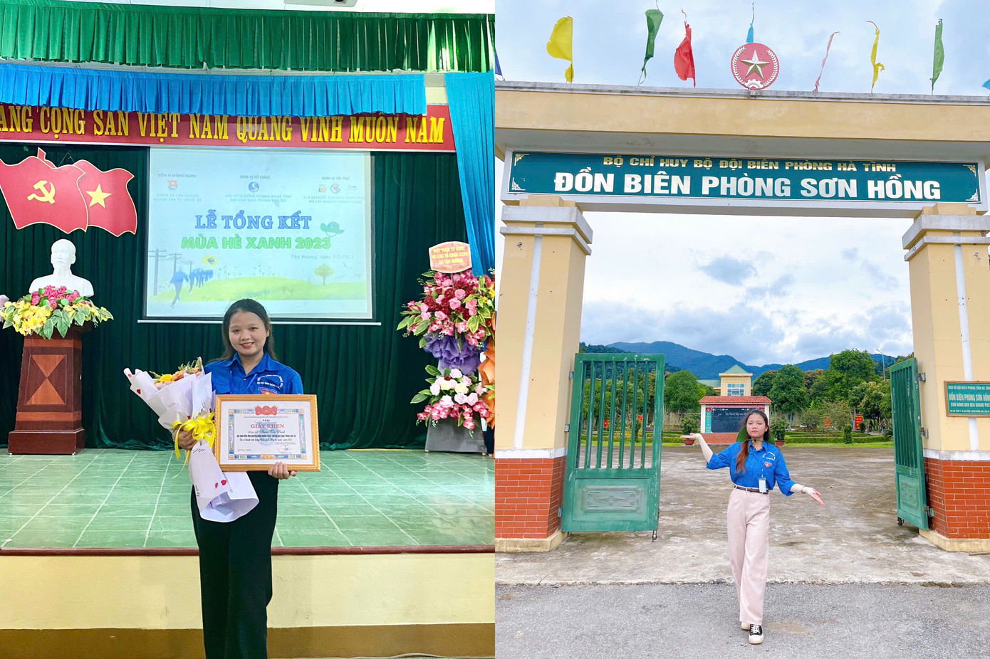 Phạm Thị Bình trong màu áo xanh tình nguyện. Phạm Thị Bình trong màu áo xanh tình nguyện.