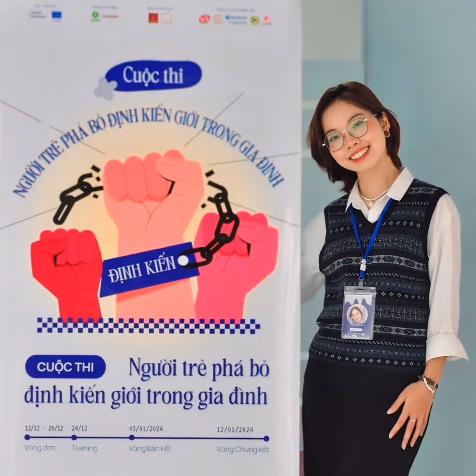 Đỗ Phương tại vòng Bán kết cuộc thi “Người trẻ phá bỏ định kiến giới trong gia đình”.