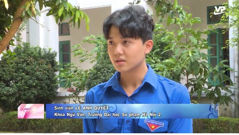 Đội trưởng Lê Đăng Quyết được đài truyền hình Vĩnh Phúc ghi hình và đăng tin trong chiến dịch Tình nguyện hè năm 2022 - Đội hình dạy kèm.