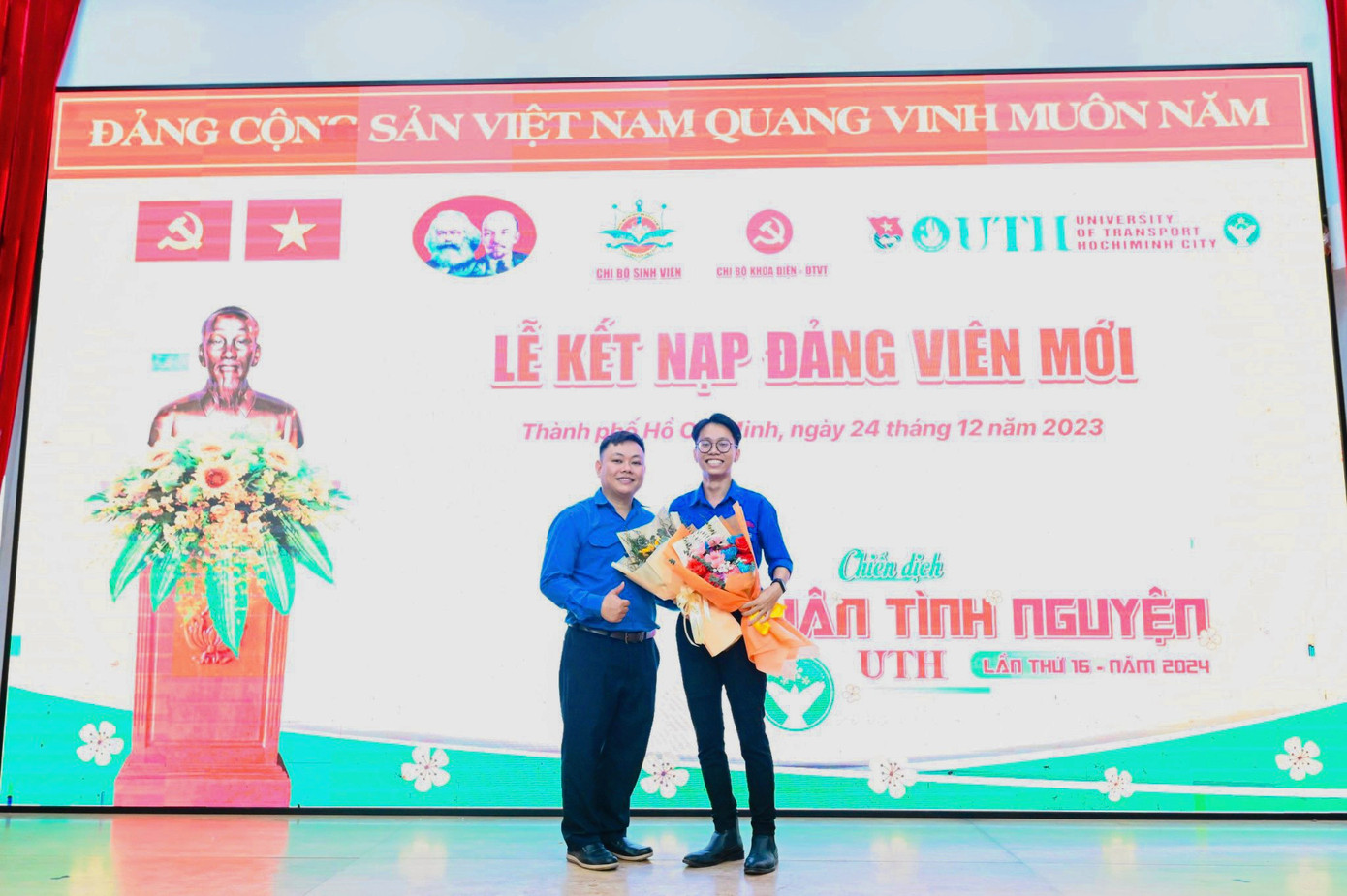 Tấn Thành là sinh viên ưu tú được kết nạp vào Đảng Cộng sản Việt Nam. Tấn Thành là sinh viên ưu tú được kết nạp vào Đảng Cộng sản Việt Nam.