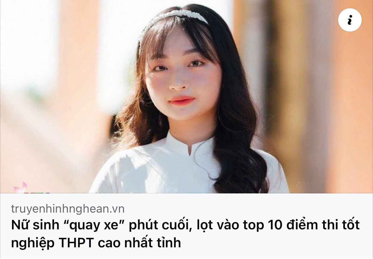 Thanh Trúc lọt top 10 thí sinh có điểm thi THPT cao nhất tỉnh Nghệ An.