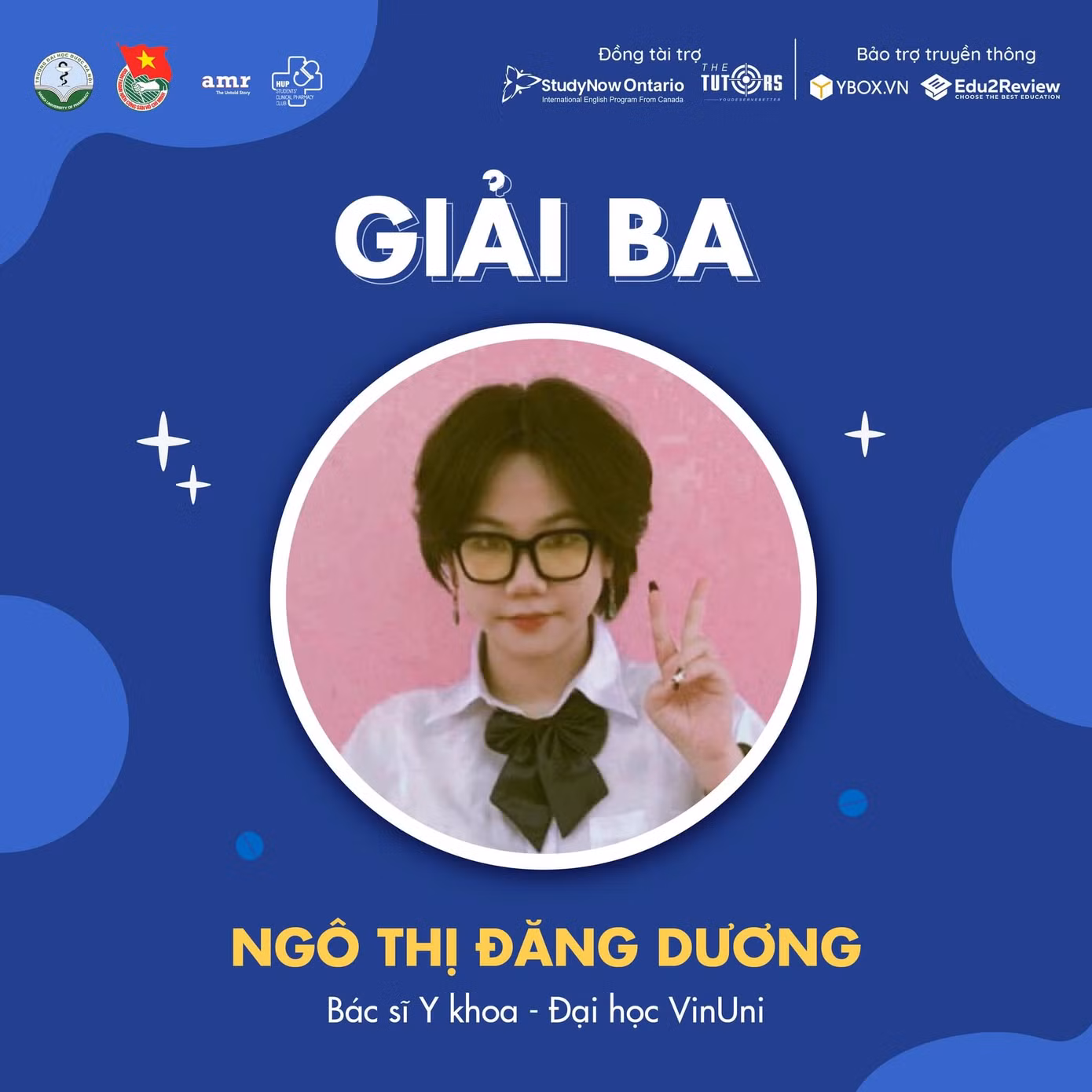 Đăng Dương trong cuộc thi Kháng kháng sinh do Đại học Dược Hà Nội tổ chức năm 2022 và vinh dự đạt được giải Ba.