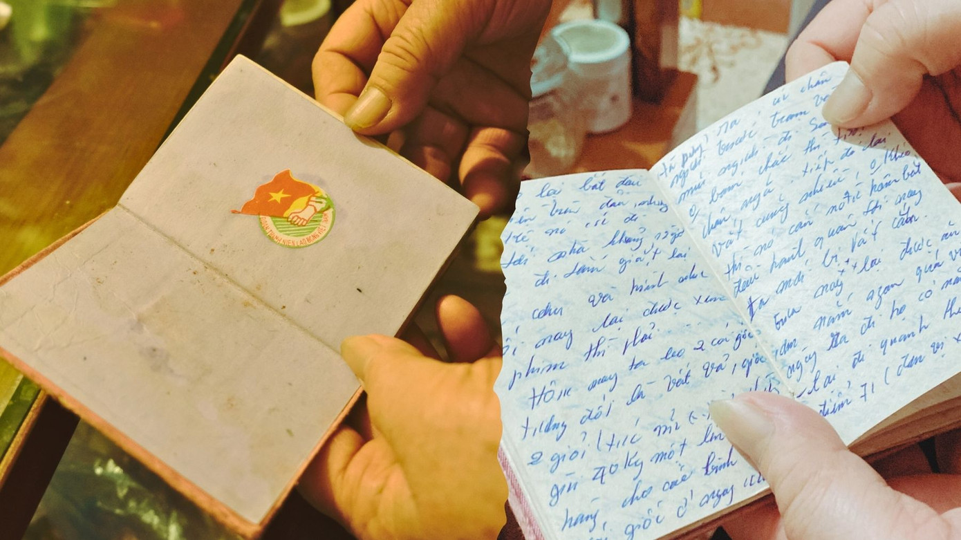 Cuốn nhật ký Trường Sơn còn nguyên vẹn, được gia đình nâng niu, gìn giữ.