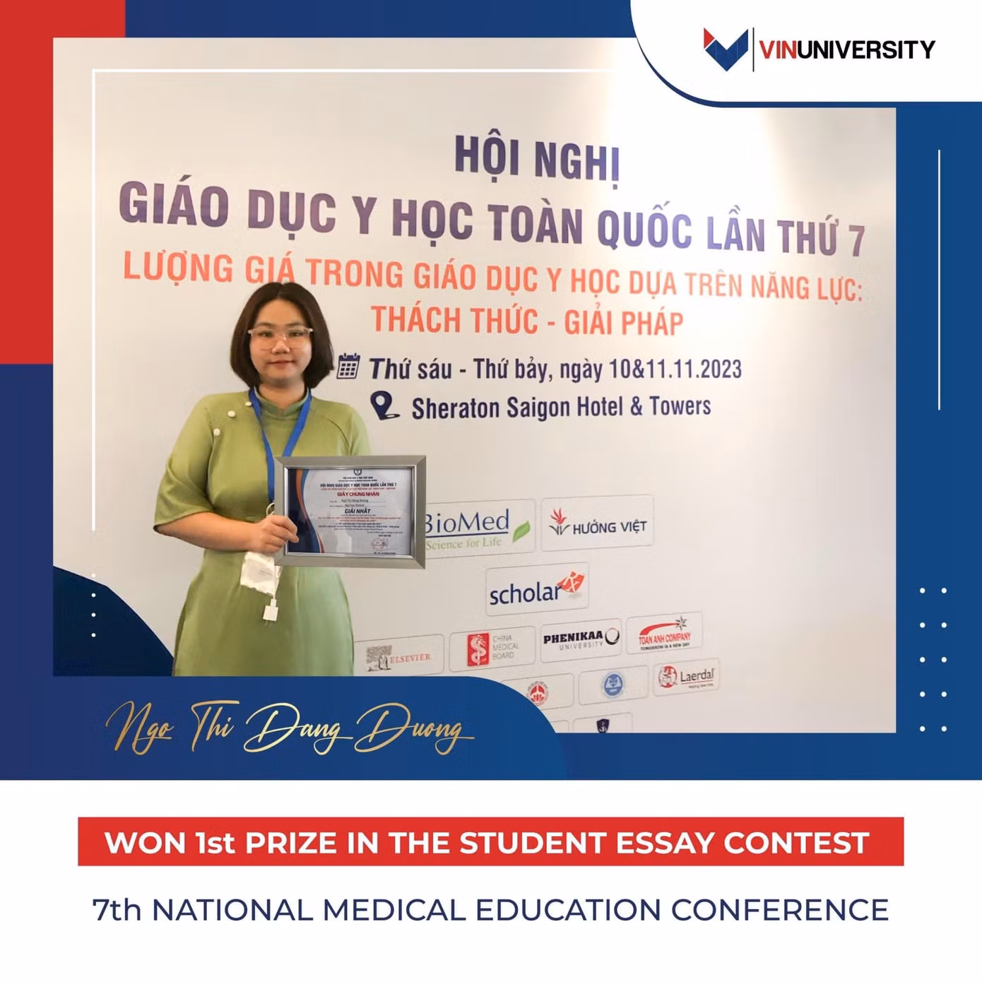 Đăng Dương đạt giải nhất bài luận tại Hội nghị Quốc gia Thường niên về Giáo dục Y khoa lần thứ VII năm 2023.