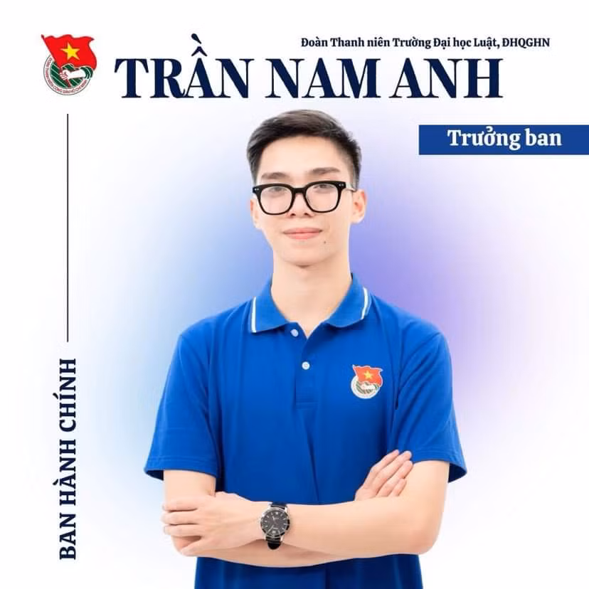Trần Nam Anh (sinh năm 2003) đang là sinh viên năm 3 ngành Luật chất lượng cao, Trường Đại học Luật, Đại học Quốc gia Hà Nội.