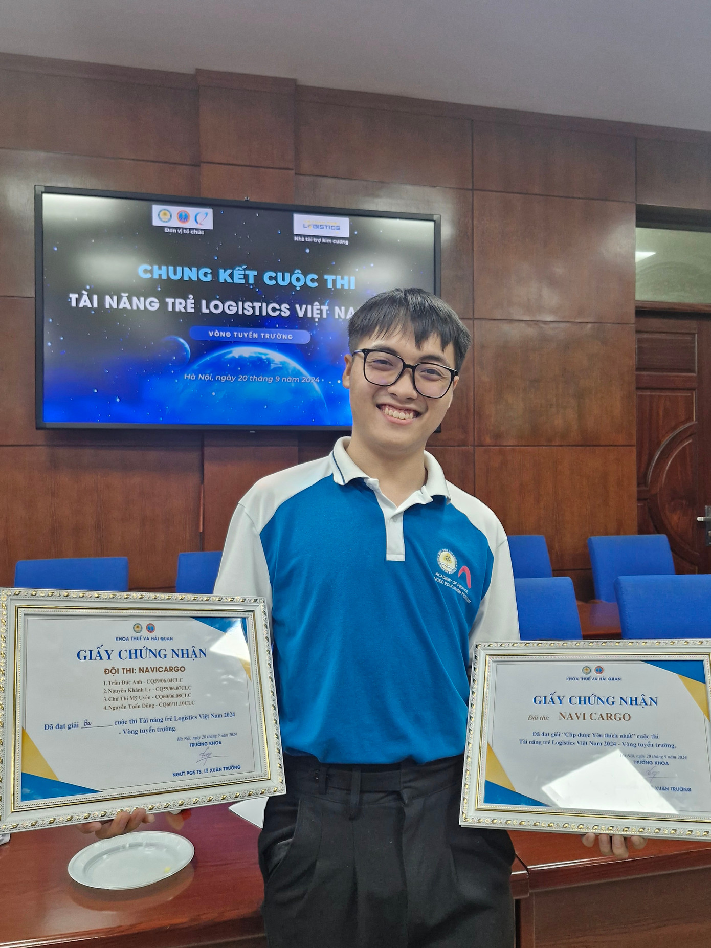 Tuấn Dũng đạt Giải ba cuộc thi "Tài năng trẻ Logistics Việt Nam 2024".