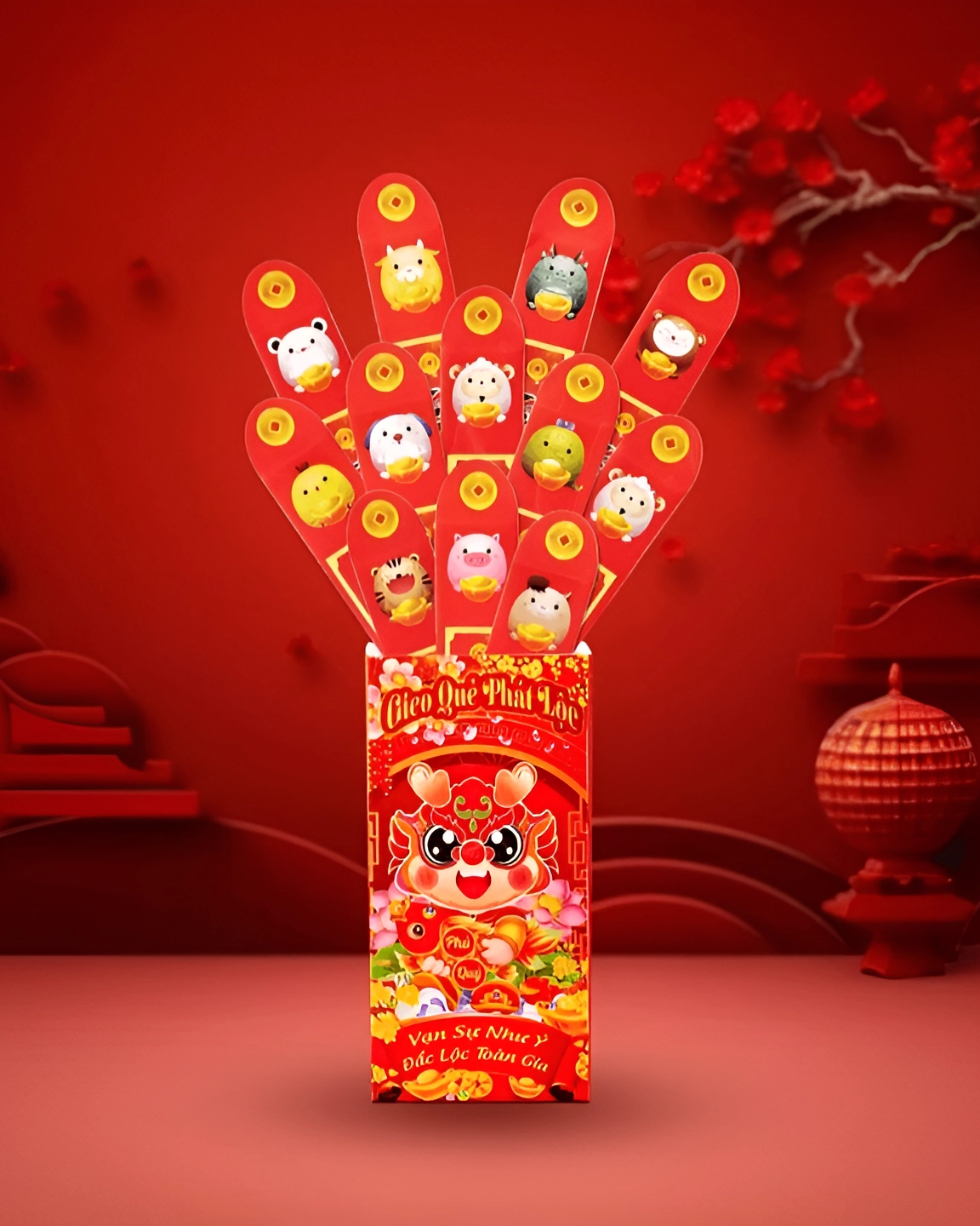 Lì xì dạng “bốc thăm” được giới trẻ yêu thích trong những năm gần đây. Lì xì dạng “bốc thăm” được giới trẻ yêu thích trong những năm gần đây.