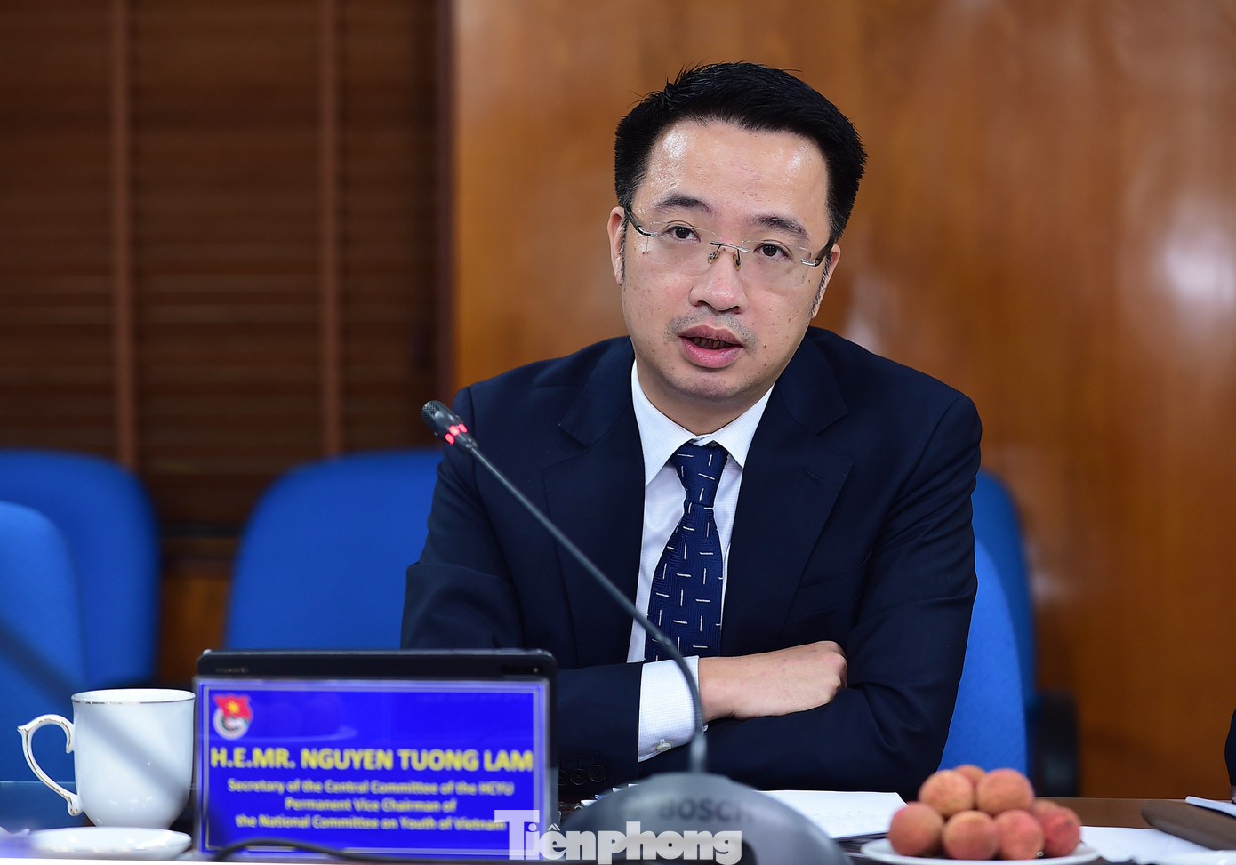 Anh Nguyễn Tường Lâm - Bí thư T.Ư Đoàn tại buổi tiếp. Ảnh: Xuân Tùng