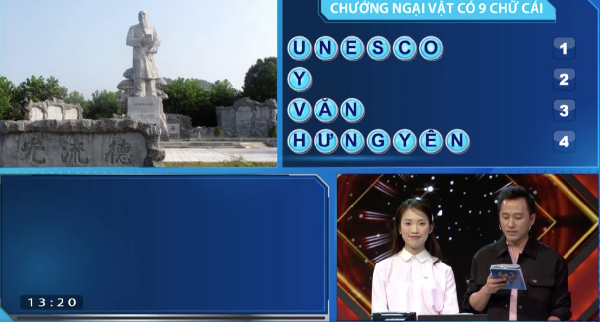 Nam sinh trường Chu Văn An nhanh chóng giải được ẩn số chướng ngại vật.