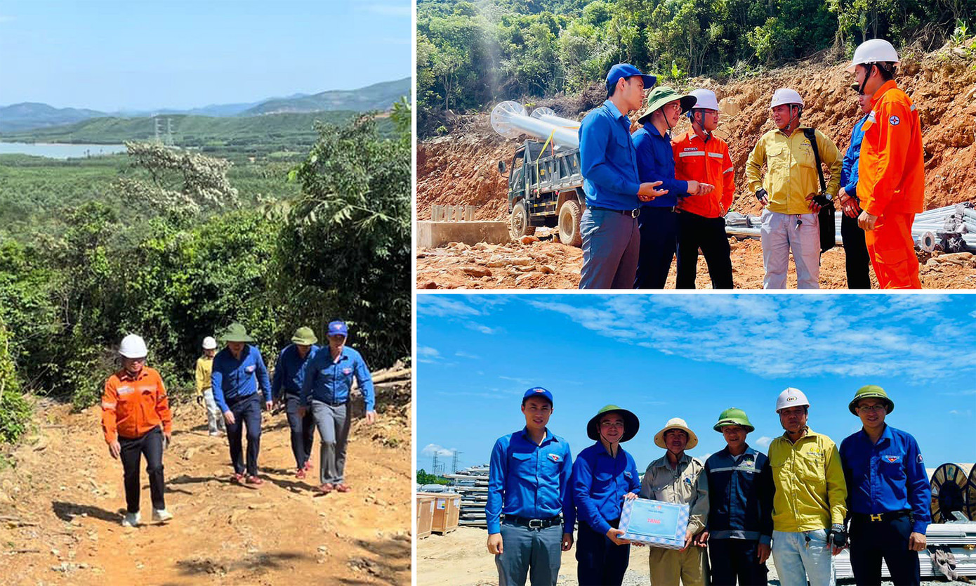 Đoàn công tác Tỉnh Đoàn Hà Tĩnh khảo sát thực tế, thăm động viên lực lượng thực hiện công trình. Ảnh: TĐHT