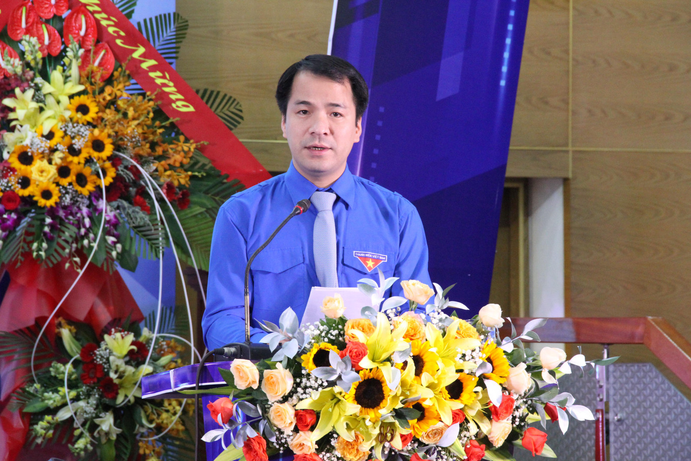 Anh Ngô Văn Cương-Bí thư T.Ư Đoàn, Chủ nhiệm Ủy ban Kiểm tra T.Ư Đoàn phát biểu chỉ đạo tại phiên trọng thể Đại hội Tỉnh Đoàn Quảng Trị lần thứ XIII.