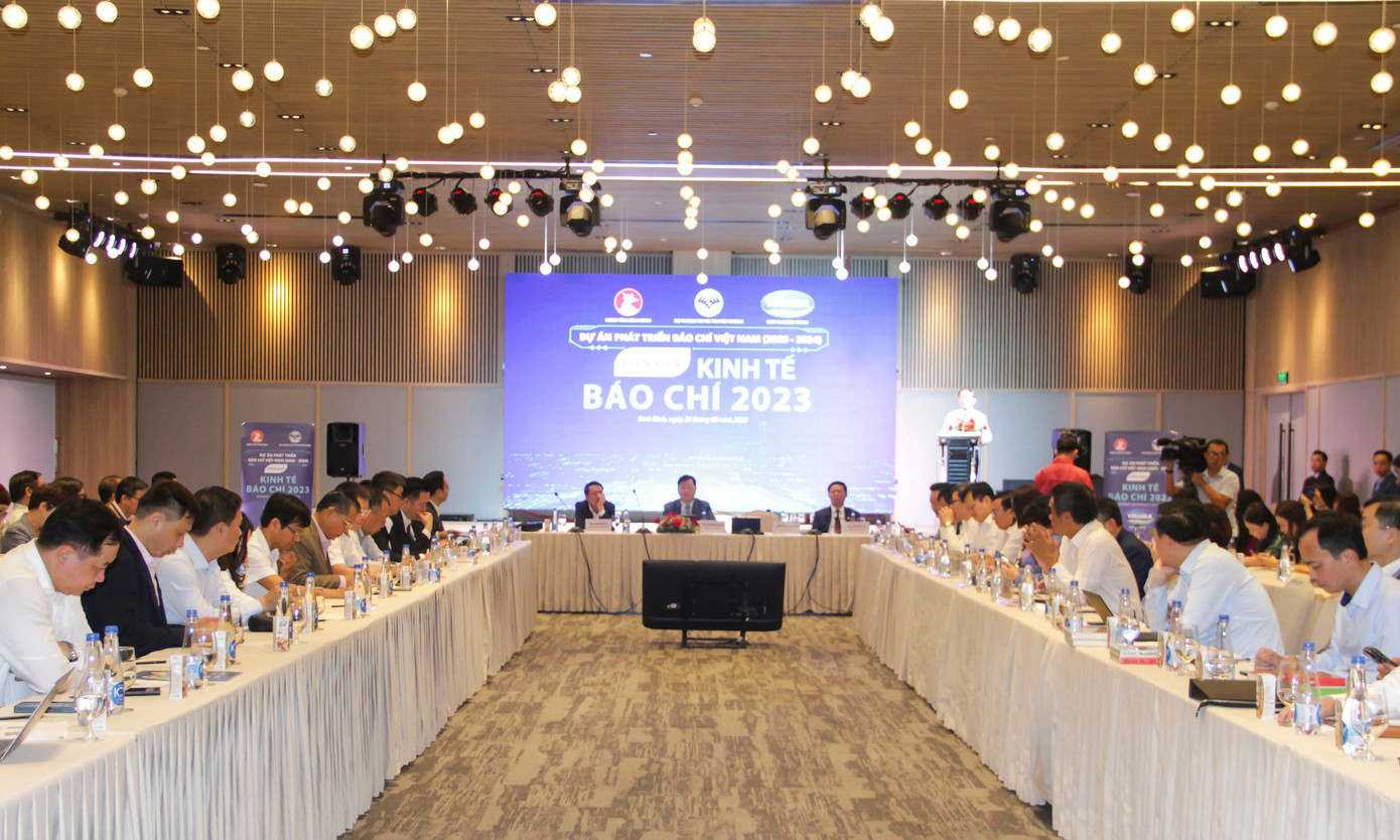 Quang cảnh Diễn đàn Kinh tế báo chí năm 2023. Ảnh: Trương Định Quang cảnh Diễn đàn Kinh tế báo chí năm 2023. Ảnh: Trương Định