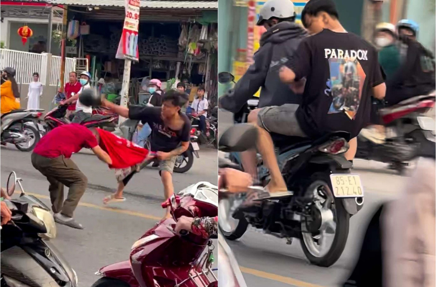 Tài xế xe ôm công nghệ bị thanh niên dùng nón bảo hiểm đánh liên tiếp vào vùng đầu. Sau khi đánh người, thanh niên lên xe máy rời khỏi hiện trường. Tài xế xe ôm công nghệ bị thanh niên dùng nón bảo hiểm đánh liên tiếp vào vùng đầu. Sau khi đánh người, thanh niên lên xe máy rời khỏi hiện trường.