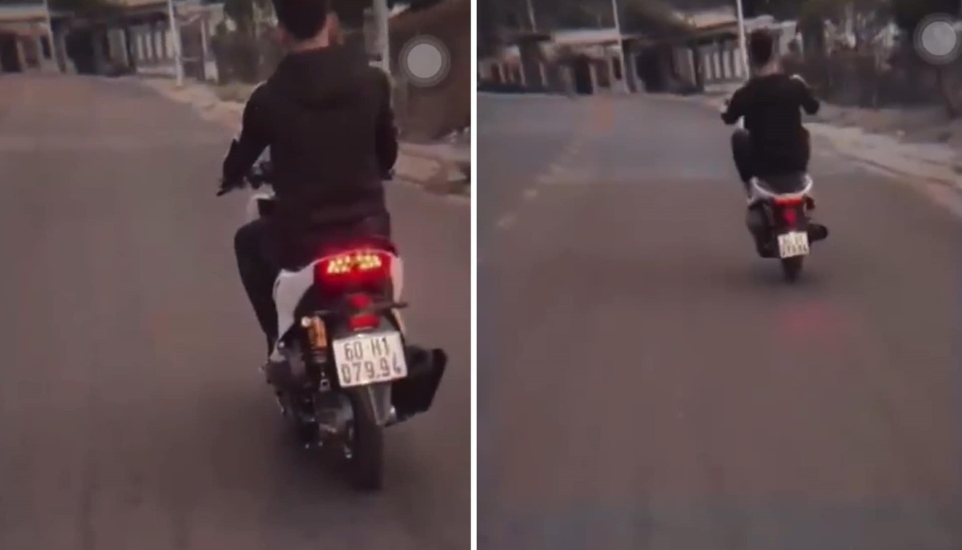 Thanh niên bốc đầu xe máy chạy trên đường rồi nhờ bạn quay video, sau đó đăng tải lên mạng xã hội Thanh niên bốc đầu xe máy chạy trên đường rồi nhờ bạn quay video, sau đó đăng tải lên mạng xã hội