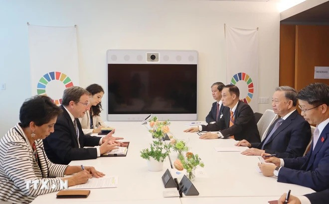 Tổng Bí thư, Chủ tịch nước Tô Lâm gặp Tổng Giám đốc Chương trình Phát triển Liên Hợp Quốc (UNDP) Achim Steiner. (Ảnh: TTXVN)