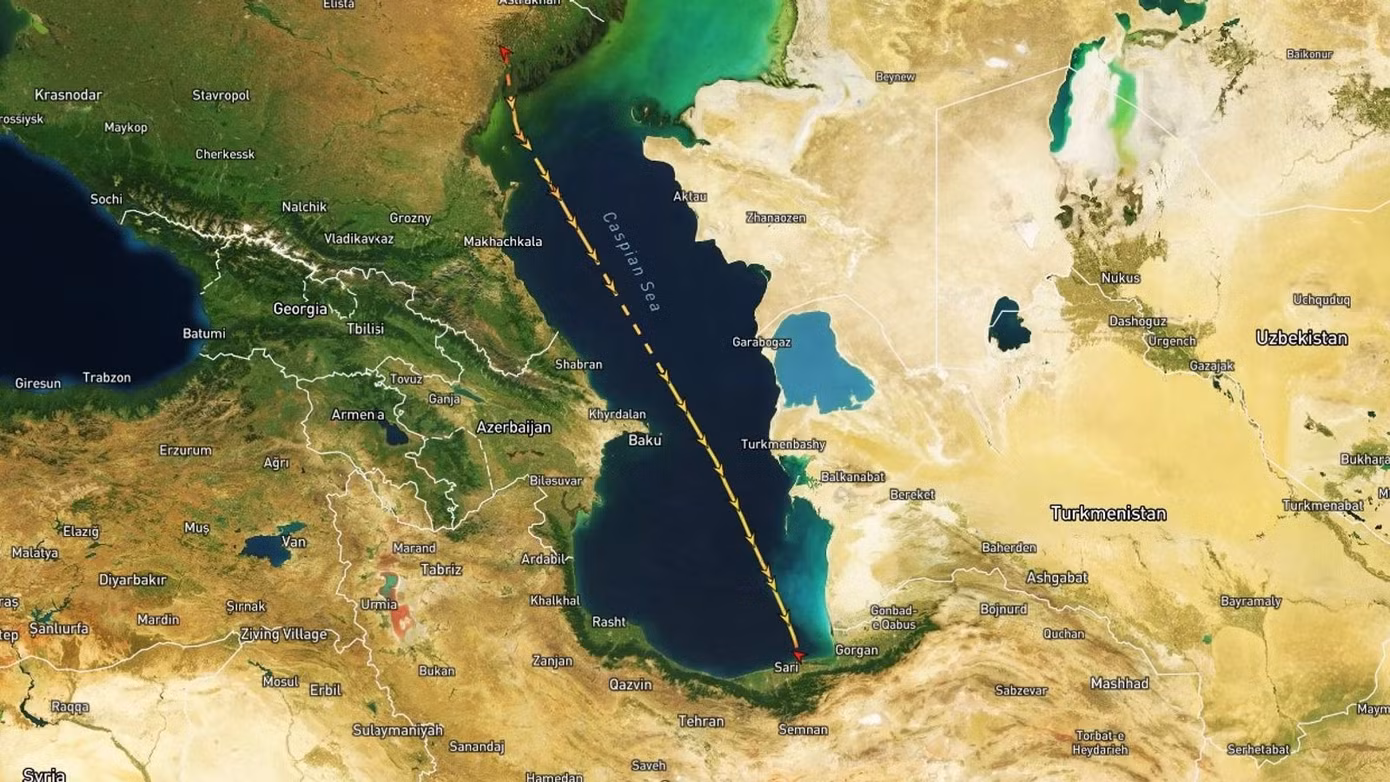 Lộ trình được cho là của tàu Port Olya 3. (Ảnh: Sky News)