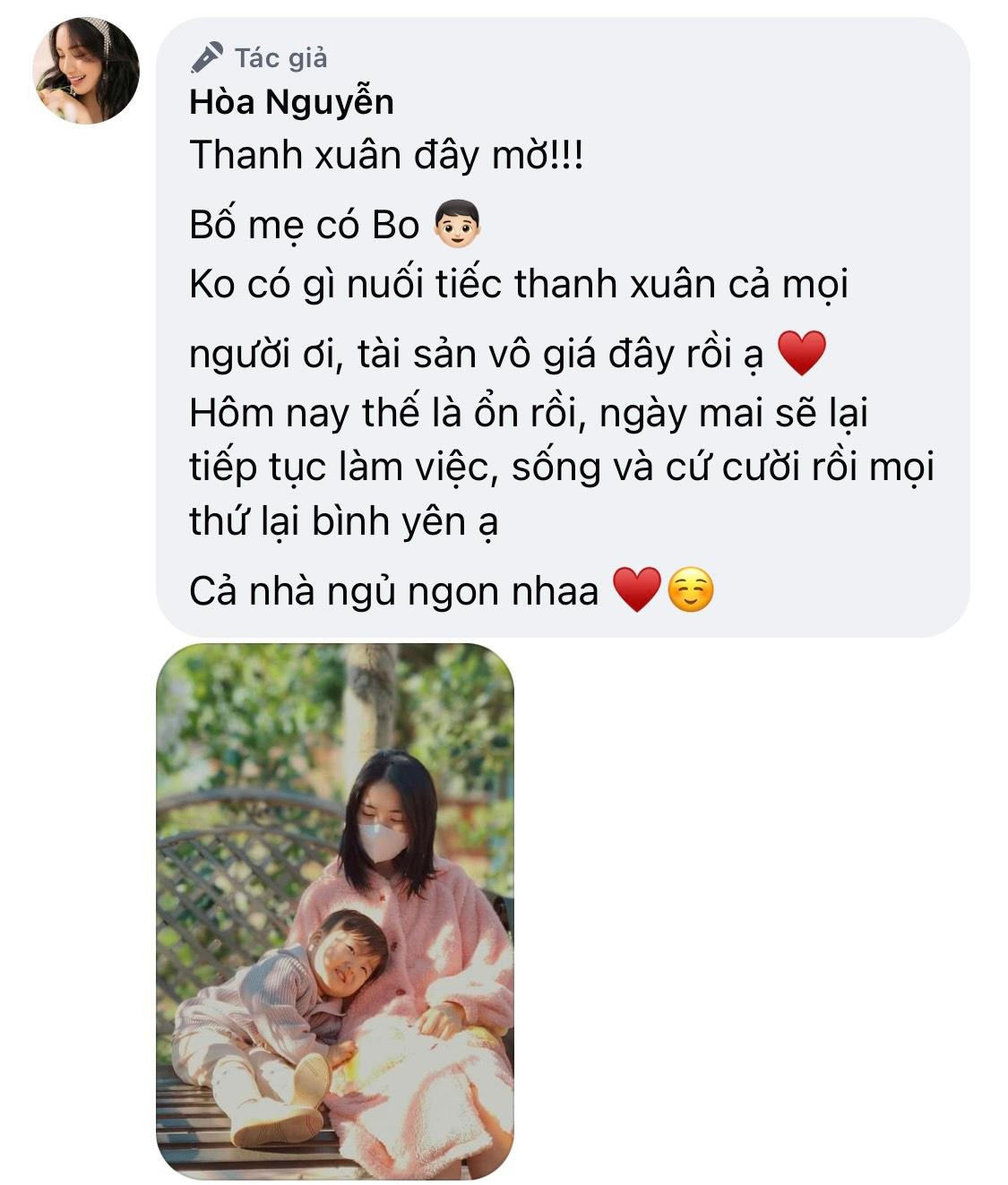 Hòa Minzy khẳng định thanh xuân không nuối tiếc vì đã có bé Bo là tài sản vô giá.