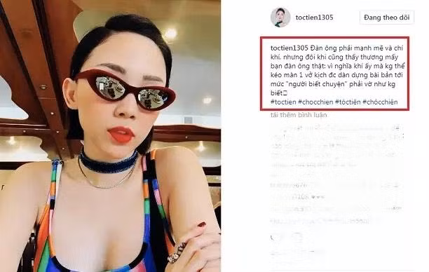 Dòng trạng thái được dân mạng cho là ám chỉ Hiền Hồ của Tóc Tiên. Dòng trạng thái được dân mạng cho là ám chỉ Hiền Hồ của Tóc Tiên.