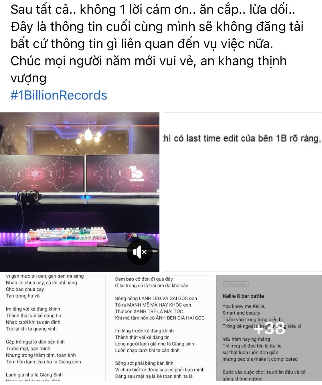 Bài đăng đáp trả của một đại diện từ 1Billion Records.