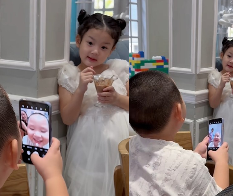 Con trai Trà My Idol chụp ảnh cho cô bạn nhưng &quot;lạ lắm&quot;.