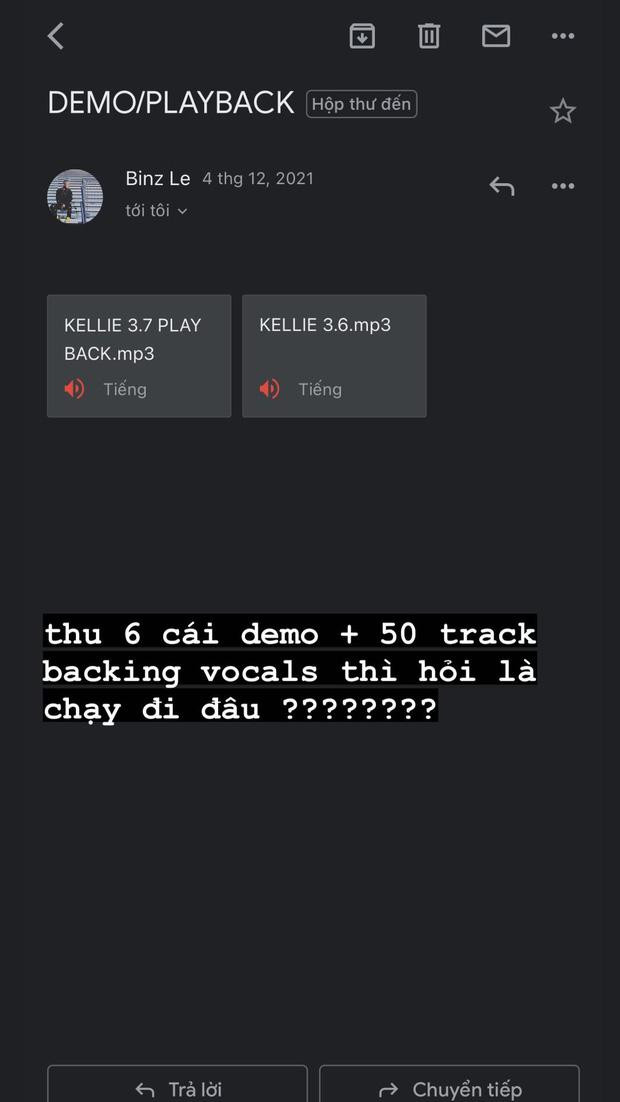 Bên cạnh đó, cô cũng công khai bản mail với HLV Binz.