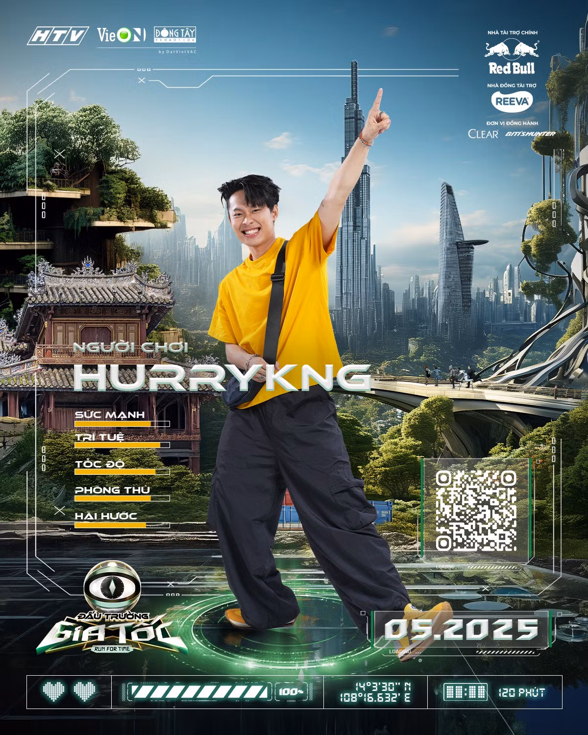 "Hai Khang" tràn đầy năng lượng trên chiếc poster của Đấu Trường Gia Tốc. "Hai Khang" tràn đầy năng lượng trên chiếc poster của Đấu Trường Gia Tốc.