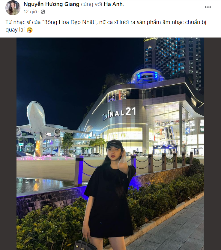 Hương Giang thông báo trở lại trên trang Facebook cá nhân.