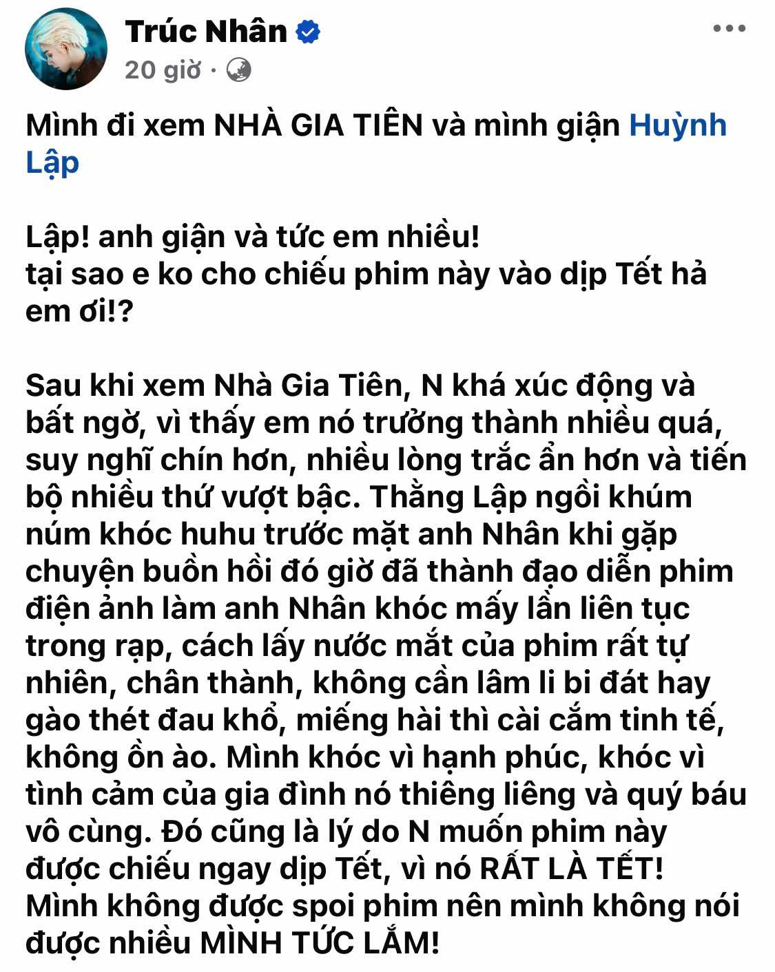 Trúc Nhân "rì viu" Nhà Gia Tiên của Huỳnh Lập.