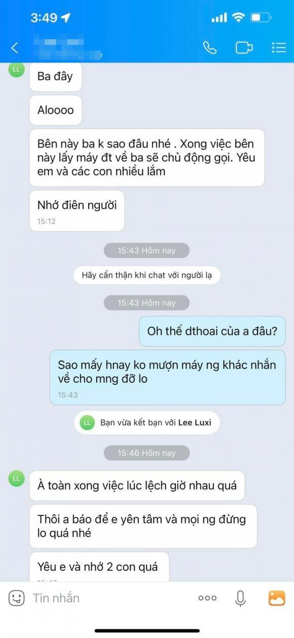 Đoạn tin nhắn của Hồng Đăng và bà xã được vợ anh chia sẻ trên trang cá nhân. Đoạn tin nhắn của Hồng Đăng và bà xã được vợ anh chia sẻ trên trang cá nhân.