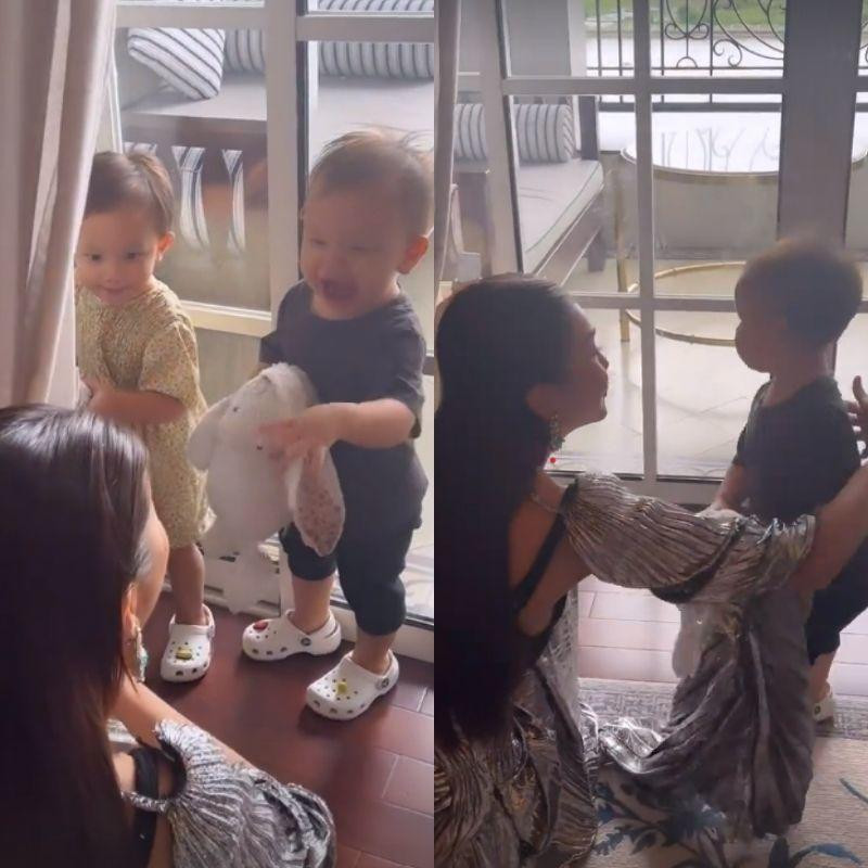 Cặp song sinh nhà Hà Hồ "hợp tác" chơi đùa với siêu mẫu Thanh Hằng. Cặp song sinh nhà Hà Hồ "hợp tác" chơi đùa với siêu mẫu Thanh Hằng.