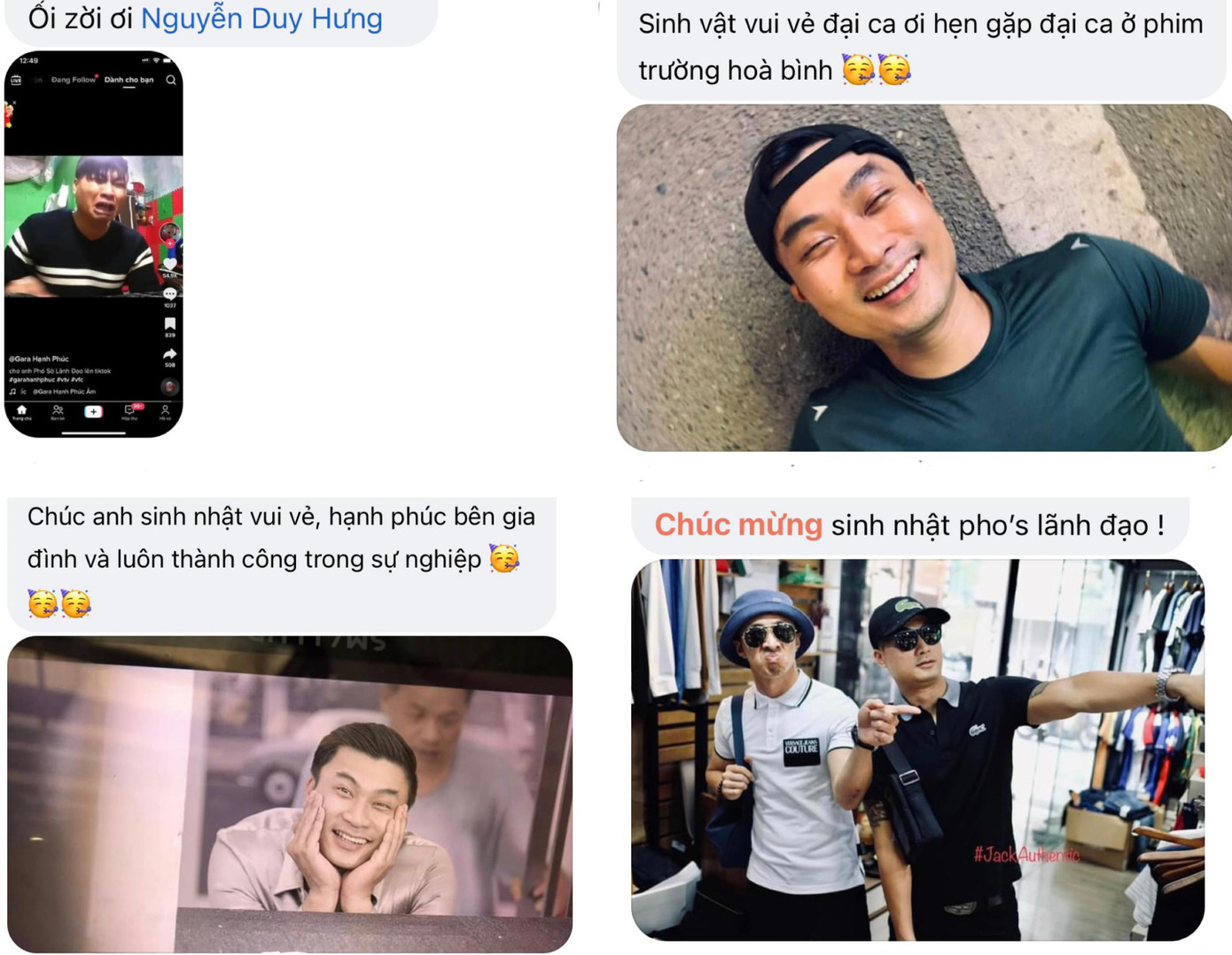 Loạt ảnh dí dỏm mà người thân, bạn bè dùng để chúc mừng sinh nhật nam diễn viên "Gara Hạnh Phúc". Loạt ảnh dí dỏm mà người thân, bạn bè dùng để chúc mừng sinh nhật nam diễn viên "Gara Hạnh Phúc".