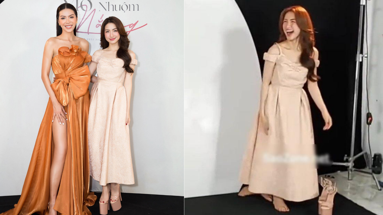 Hòa Minzy và "bảo bối thần kỳ" giúp ăn gian chiều cao khi đứng cạnh Minh Tú. Hòa Minzy và "bảo bối thần kỳ" giúp ăn gian chiều cao khi đứng cạnh Minh Tú.