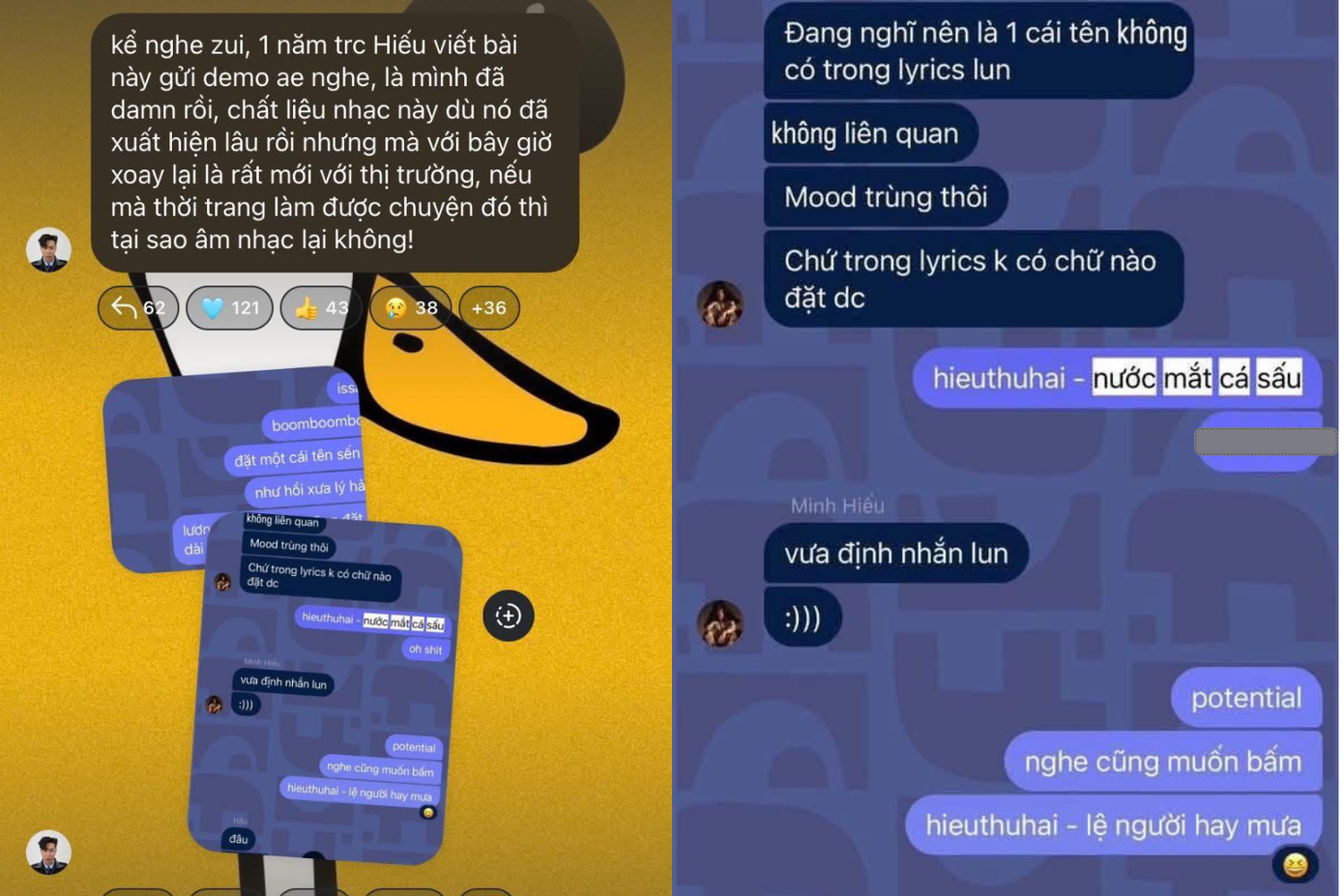 HURRYKNG công bố đoạn chat với HIEUTHUHAI về ý tưởng của Nước Mắt Cá Sấu.